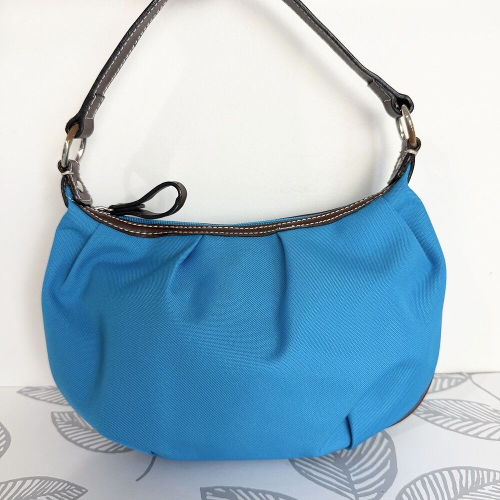 Tommy Hilfiger Vintage Shoulder Purse Teal Blue Flower Bag Charm Y2K NWOT - Picture 6 of 12